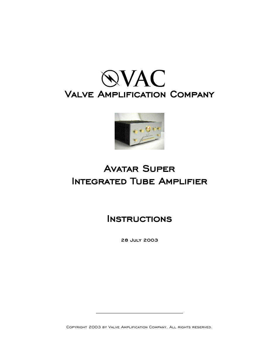 VAC Avatar Super User Manual | 15 pages