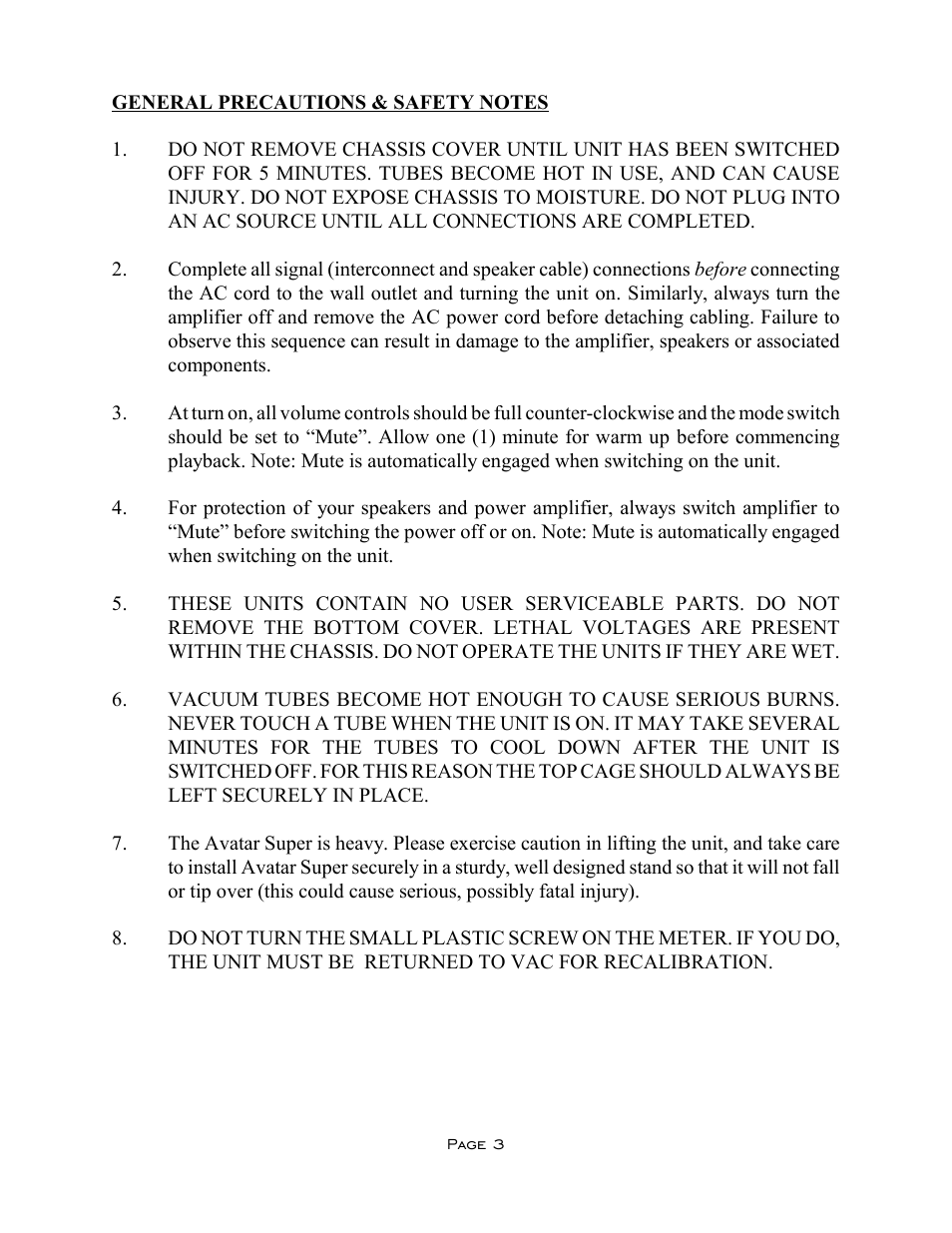 VAC Avatar Super User Manual | Page 3 / 15