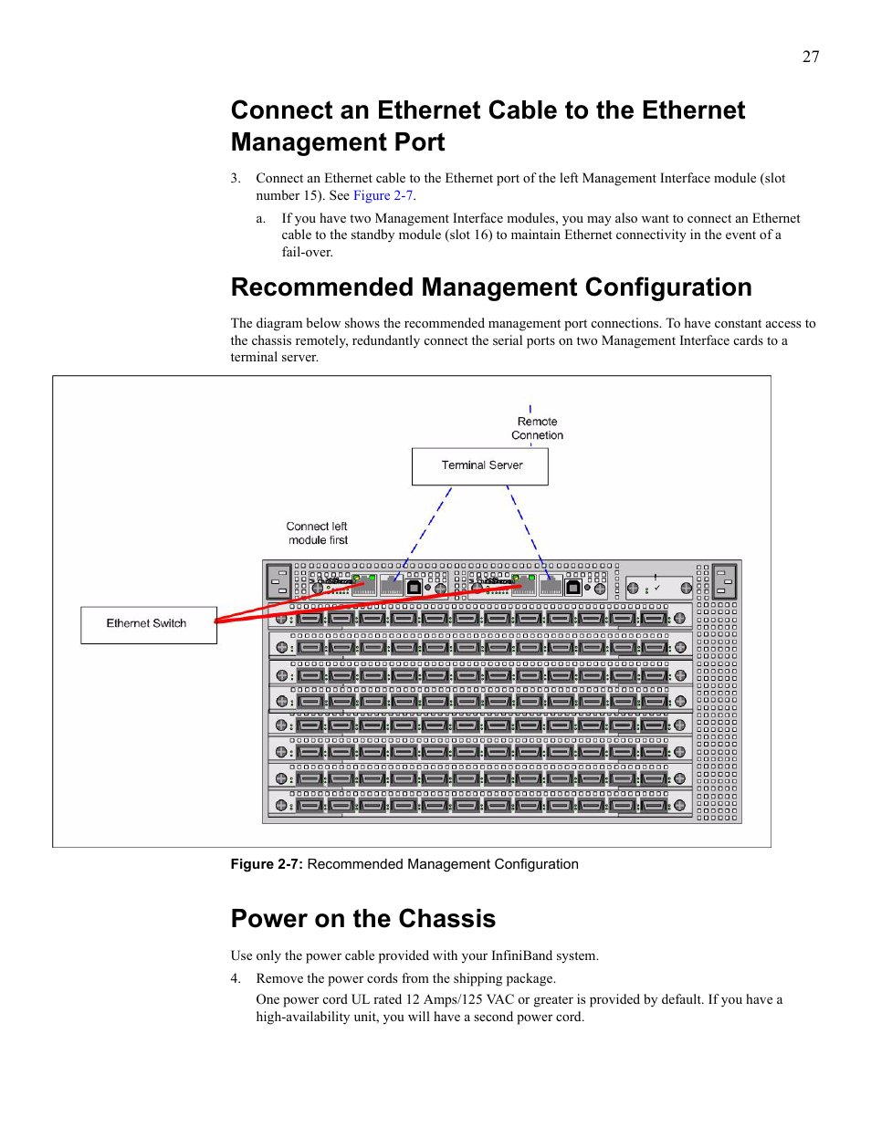 Recommended management configuration, Power on the chassis | Cisco SFS 7008 User Manual | Page 27 / 108
