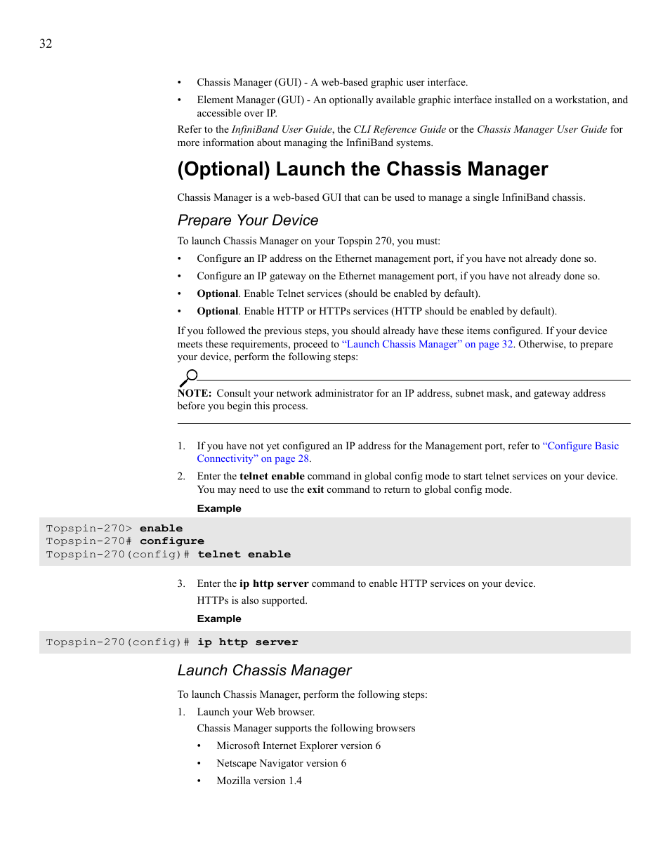 Optional) launch the chassis manager, Prepare your device, Launch chassis manager | Cisco SFS 7008 User Manual | Page 32 / 108