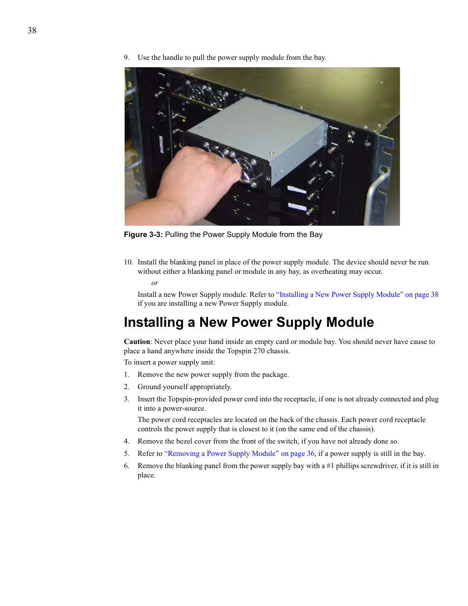 Installing a new power supply module | Cisco SFS 7008 User Manual | Page 38 / 108