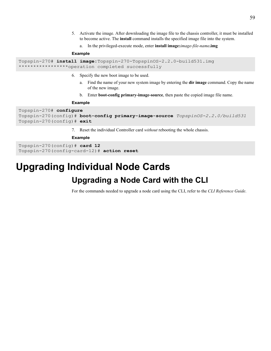Upgrading individual node cards, Upgrading a node card with the cli | Cisco SFS 7008 User Manual | Page 59 / 108