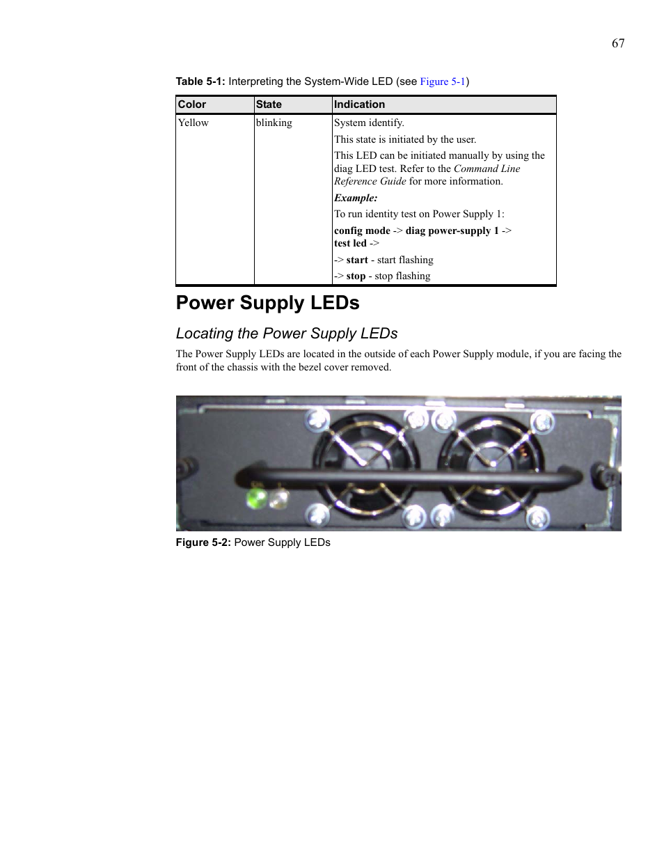 Power supply leds, Power supply, Locating the power supply leds | Cisco SFS 7008 User Manual | Page 67 / 108