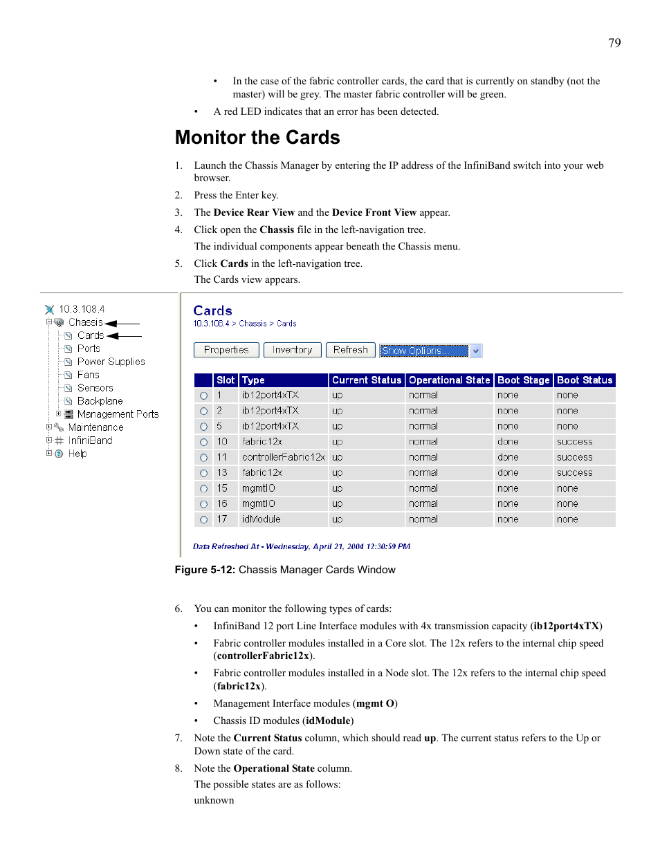 Monitor the cards | Cisco SFS 7008 User Manual | Page 79 / 108