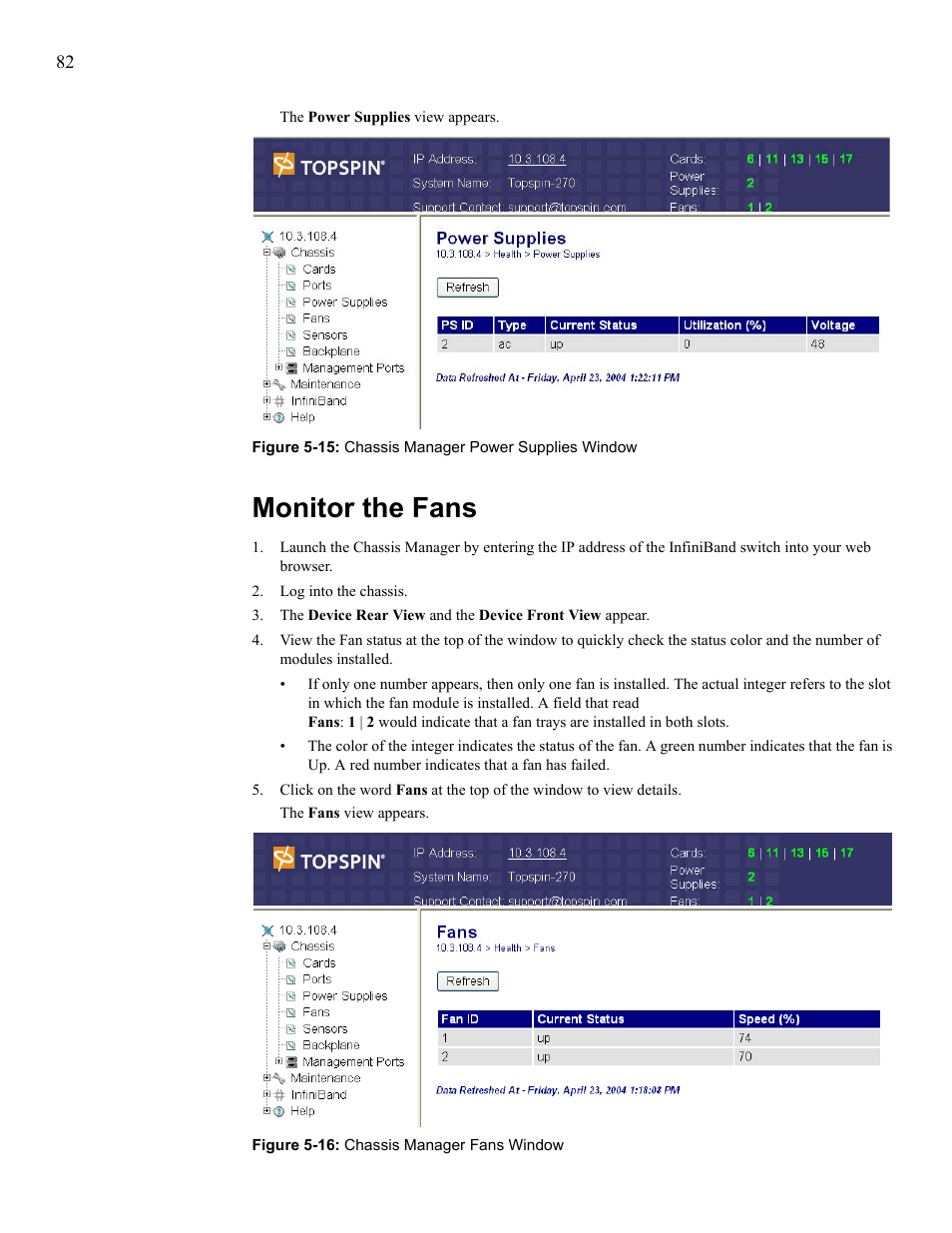 Monitor the fans | Cisco SFS 7008 User Manual | Page 82 / 108