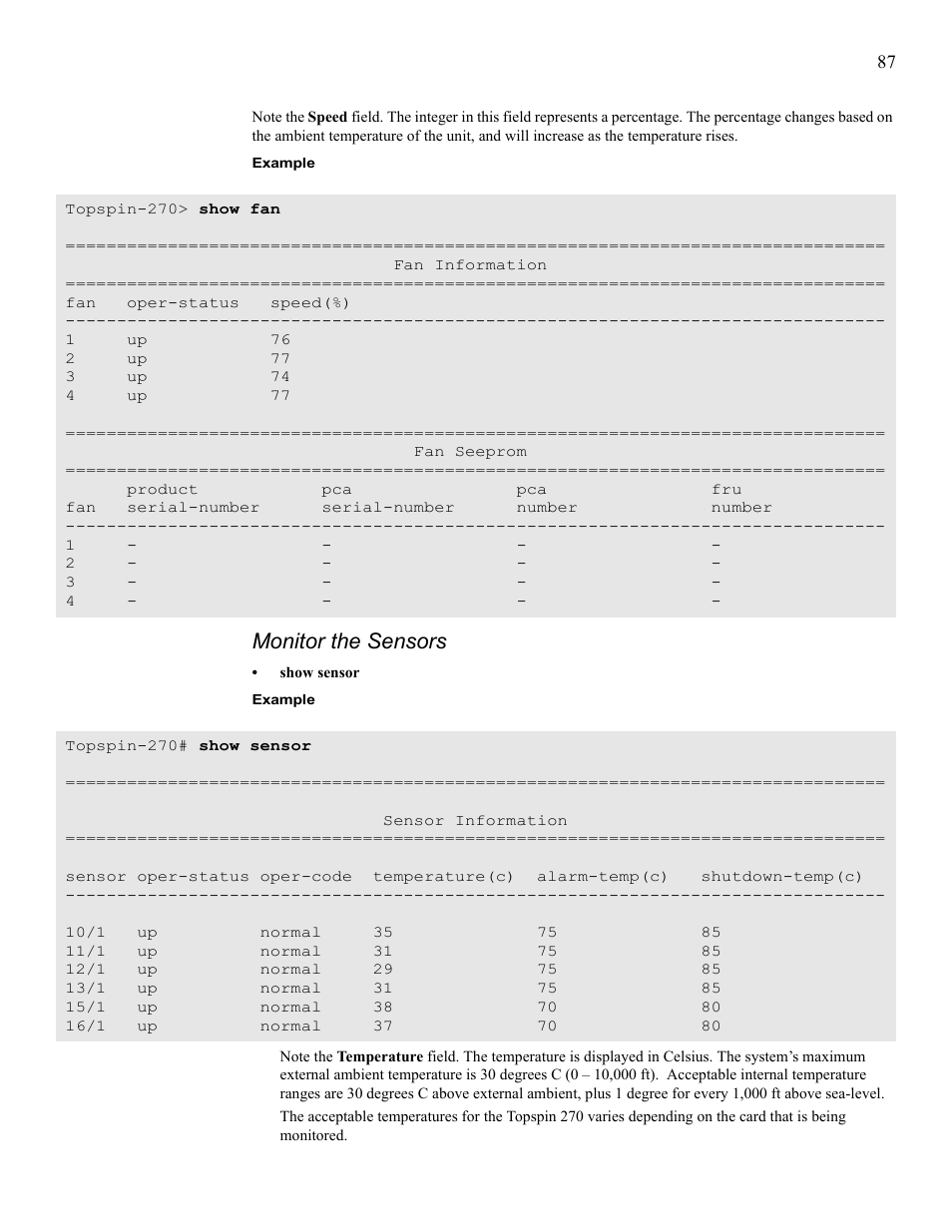 Monitor the sensors | Cisco SFS 7008 User Manual | Page 87 / 108