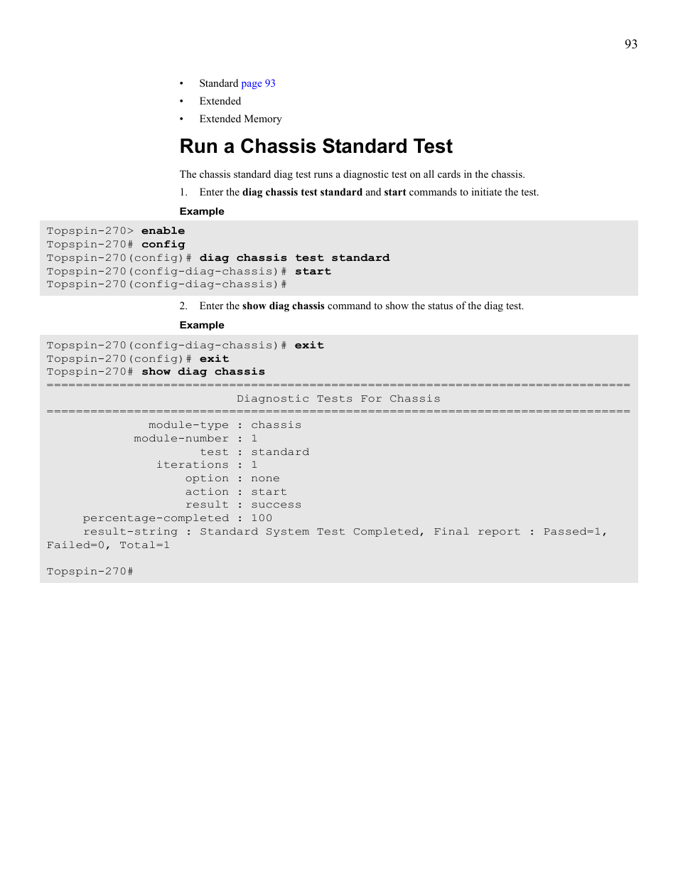 Run a chassis standard test | Cisco SFS 7008 User Manual | Page 93 / 108