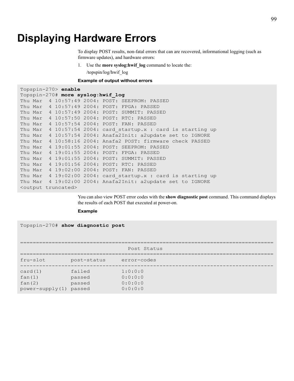 Displaying hardware errors | Cisco SFS 7008 User Manual | Page 99 / 108