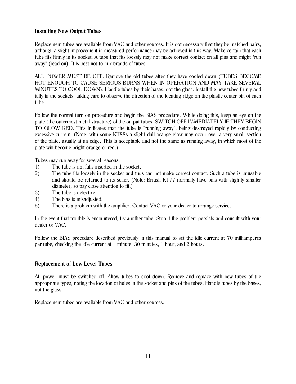 VAC PA160 Mk I User Manual | Page 11 / 13