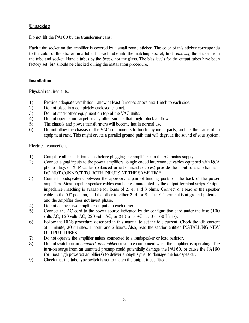 VAC PA160 Mk I User Manual | Page 3 / 13