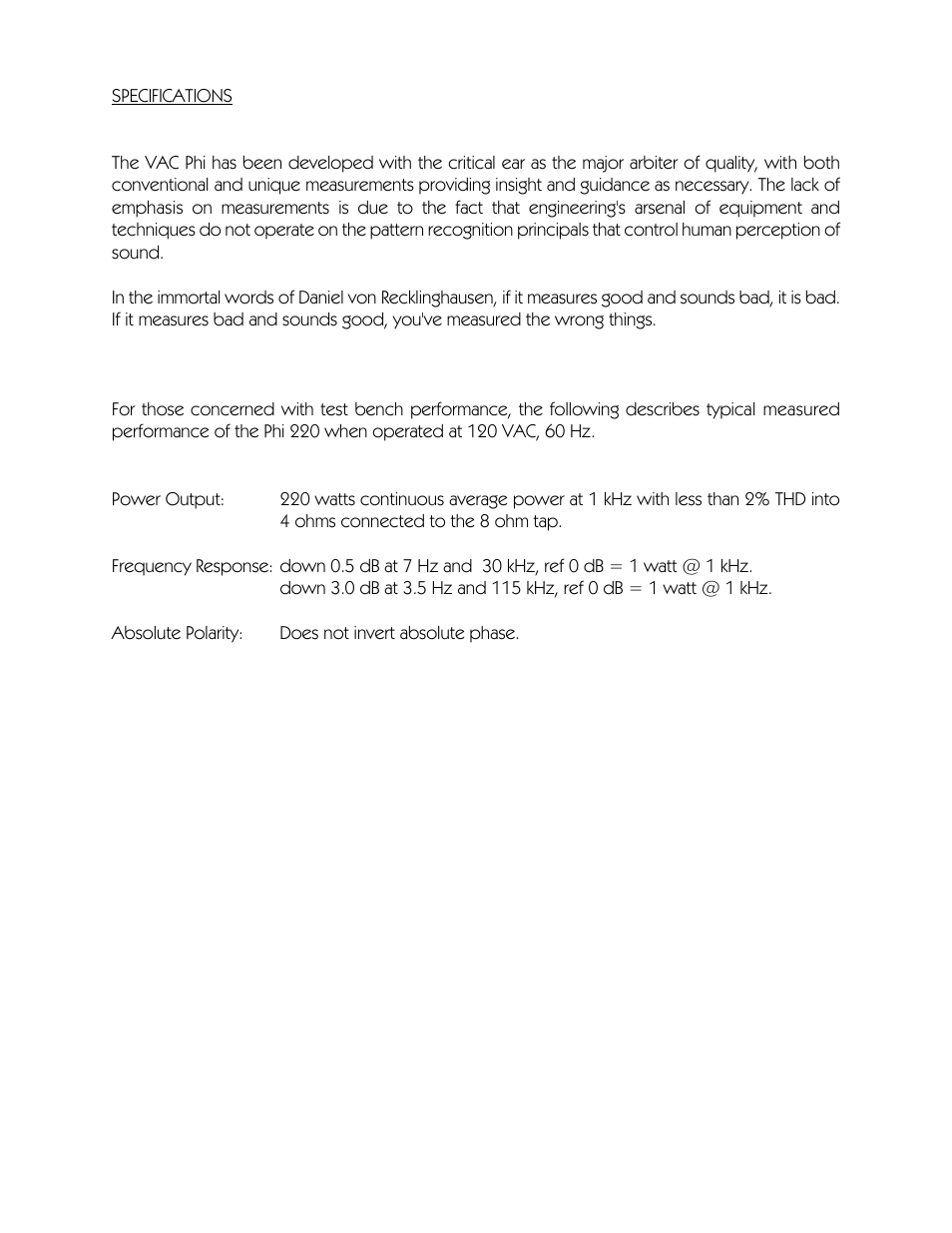 VAC Phi 220 User Manual | Page 19 / 20