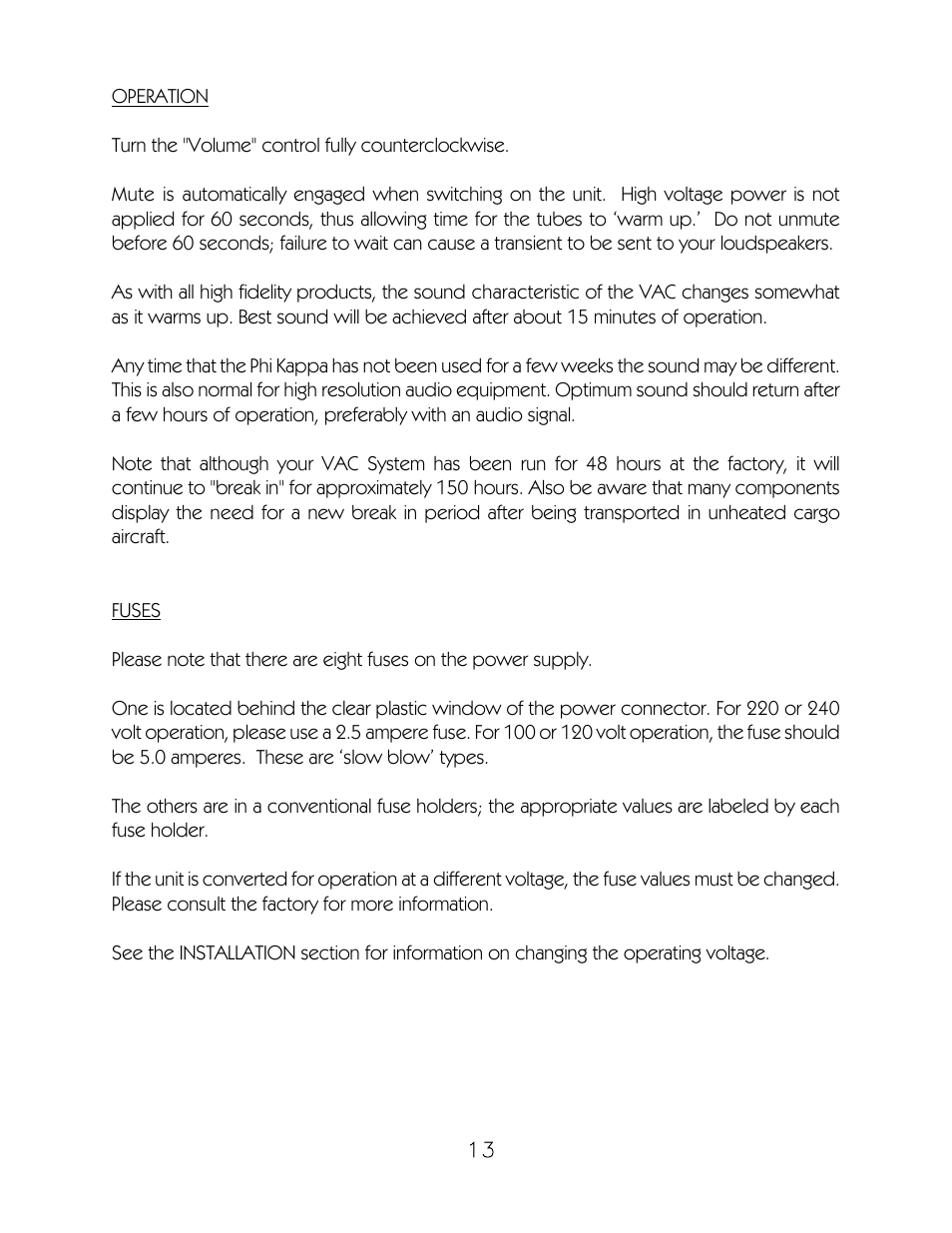 VAC Phi "Kappa 30i" User Manual | Page 14 / 24