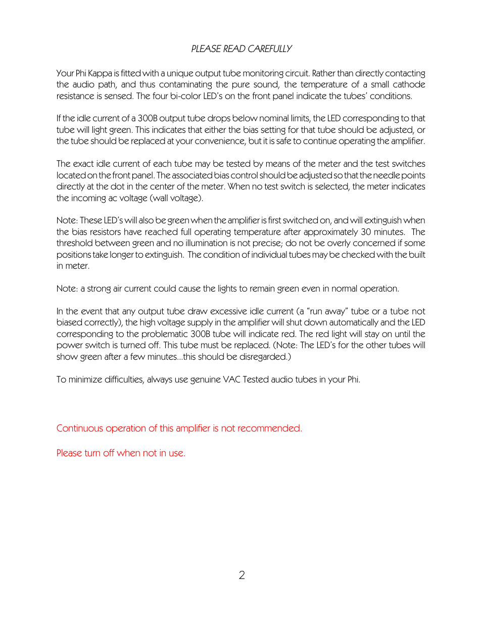 VAC Phi "Kappa 30i" User Manual | Page 3 / 24