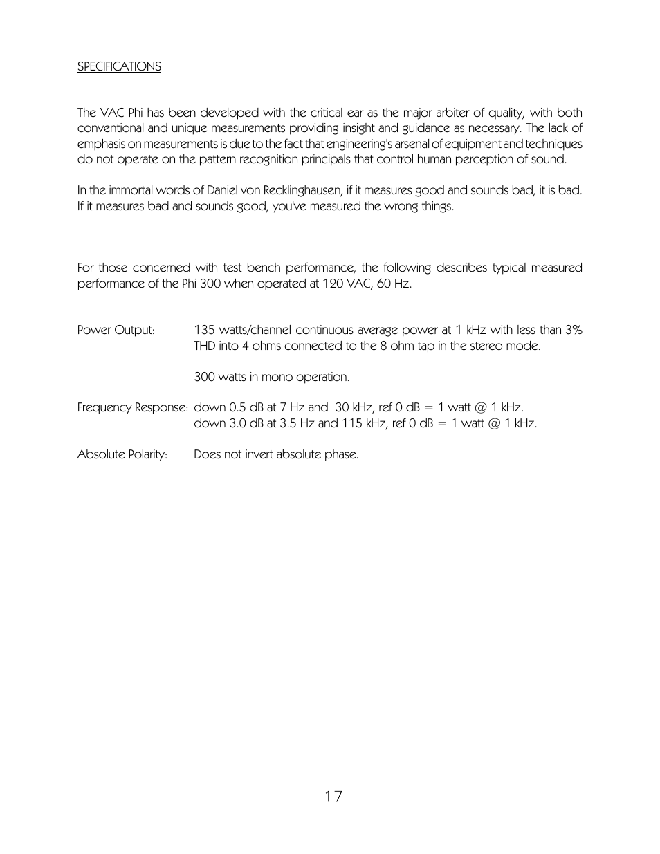 VAC Phi 300.1a User Manual | Page 18 / 19