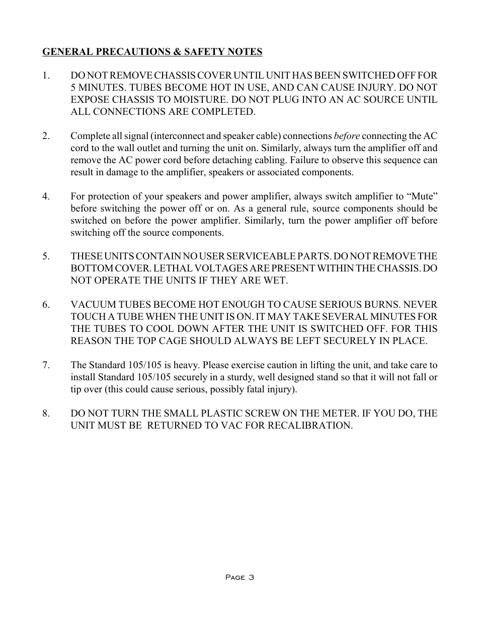 VAC Standard 105/105 User Manual | Page 3 / 10