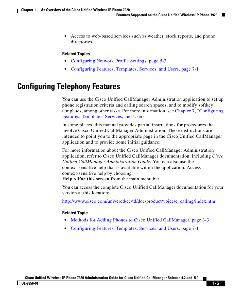 Configuring telephony features | Cisco CISCO UNIFIED WIRELESS IP PHONE 7920 User Manual | Page 5 / 16