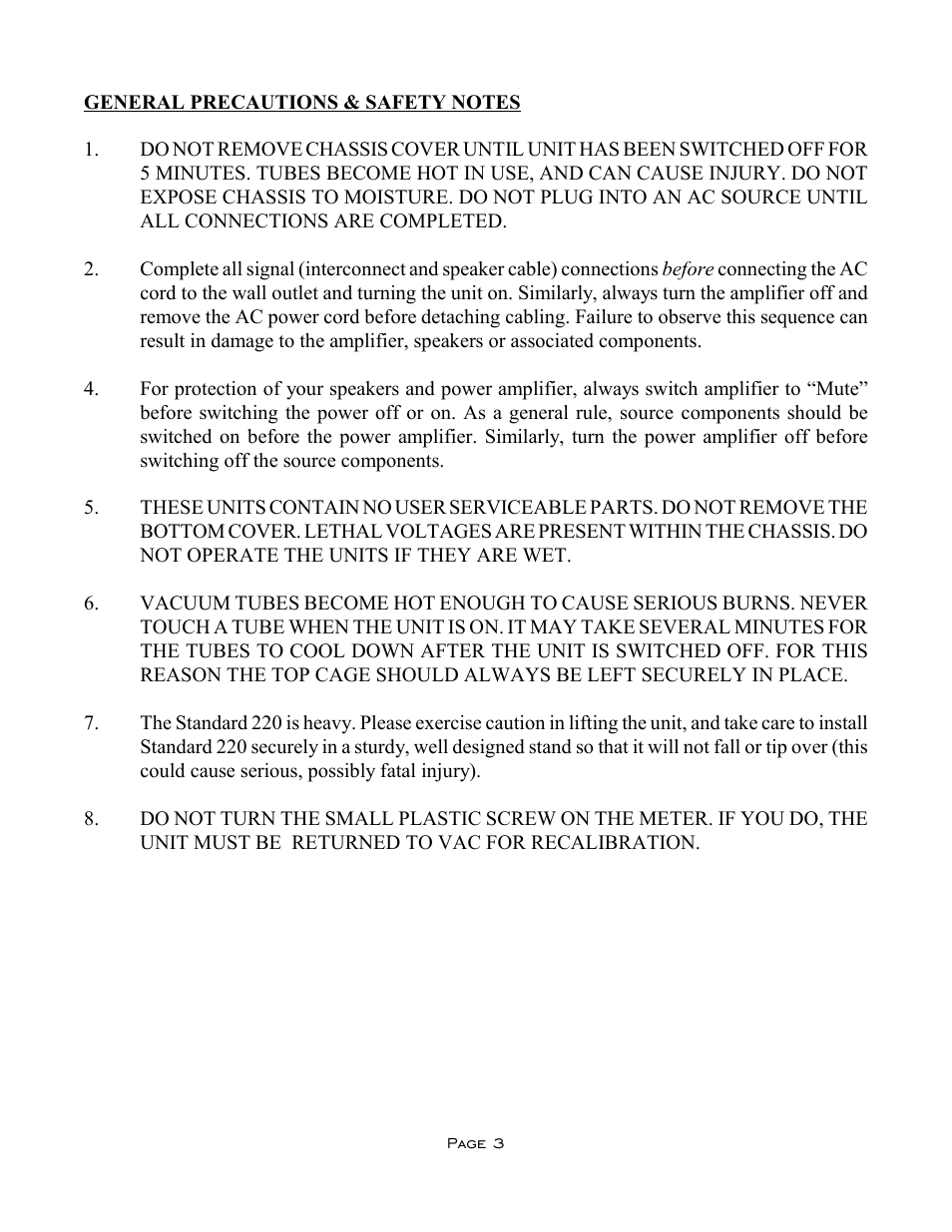 VAC Standard 220 User Manual | Page 3 / 10