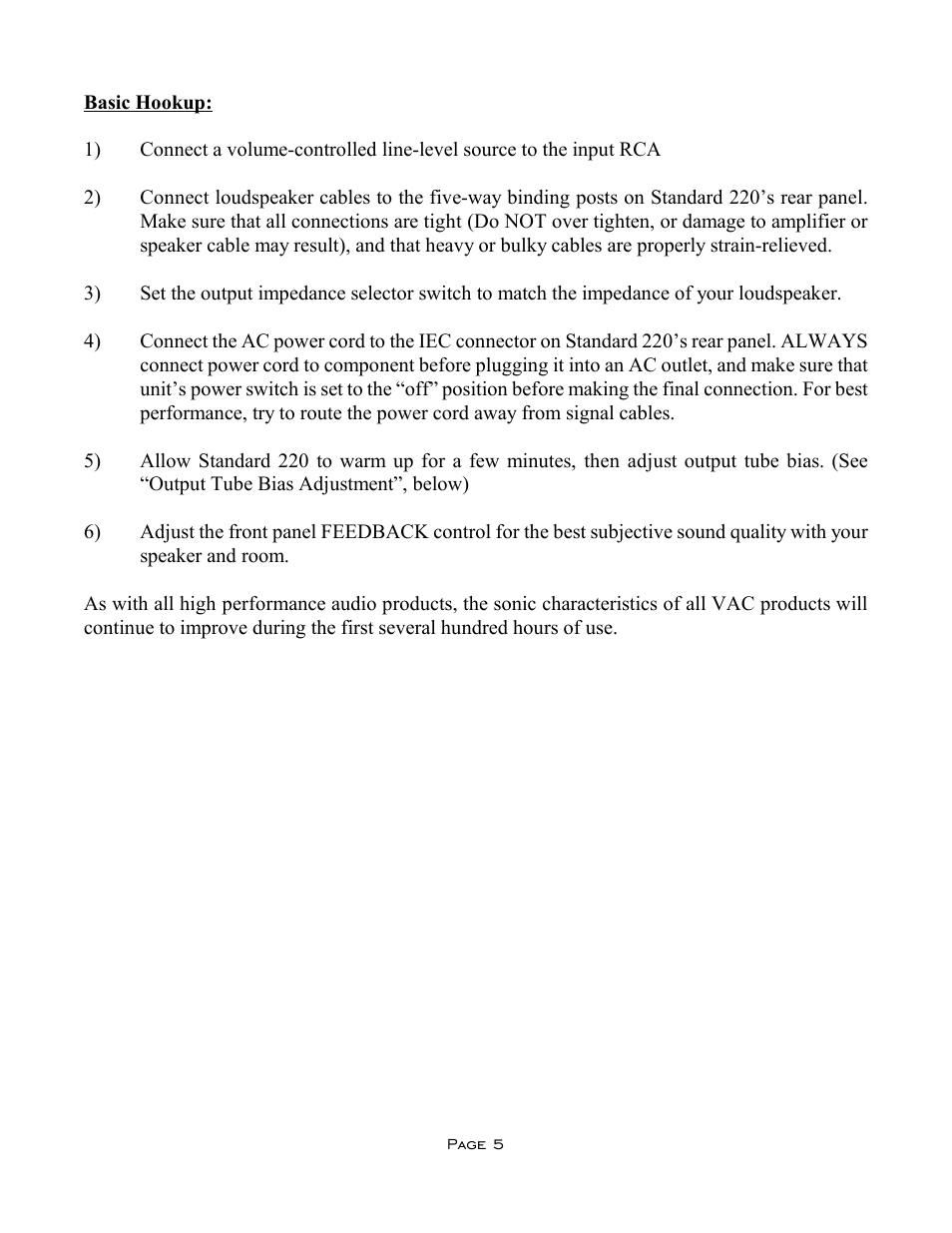 VAC Standard 220 User Manual | Page 5 / 10