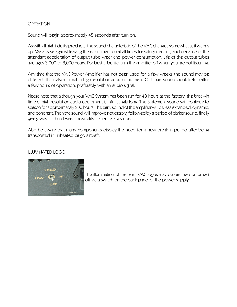 VAC Statement 450 Monoblock User Manual | Page 10 / 20