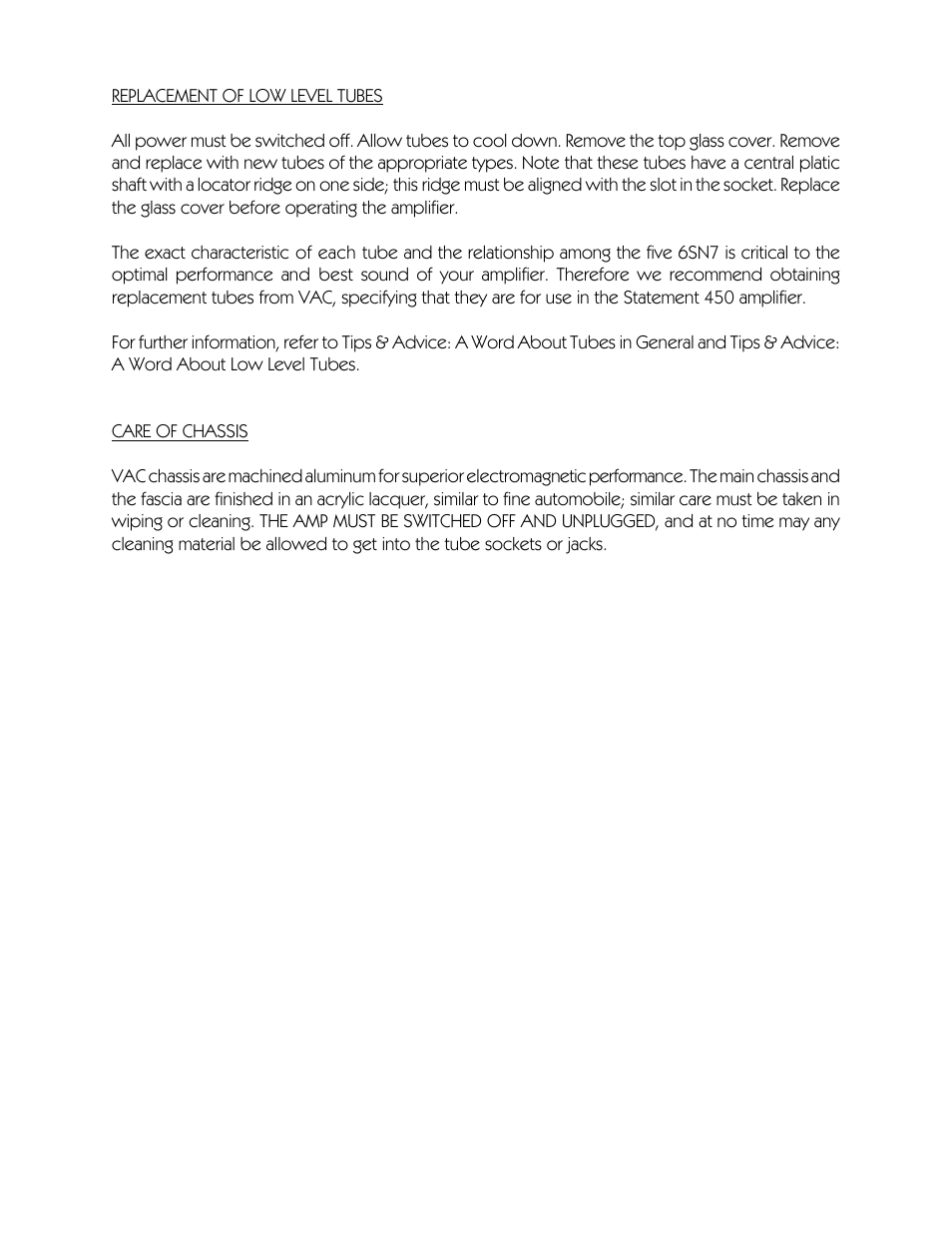 VAC Statement 450 Monoblock User Manual | Page 13 / 20