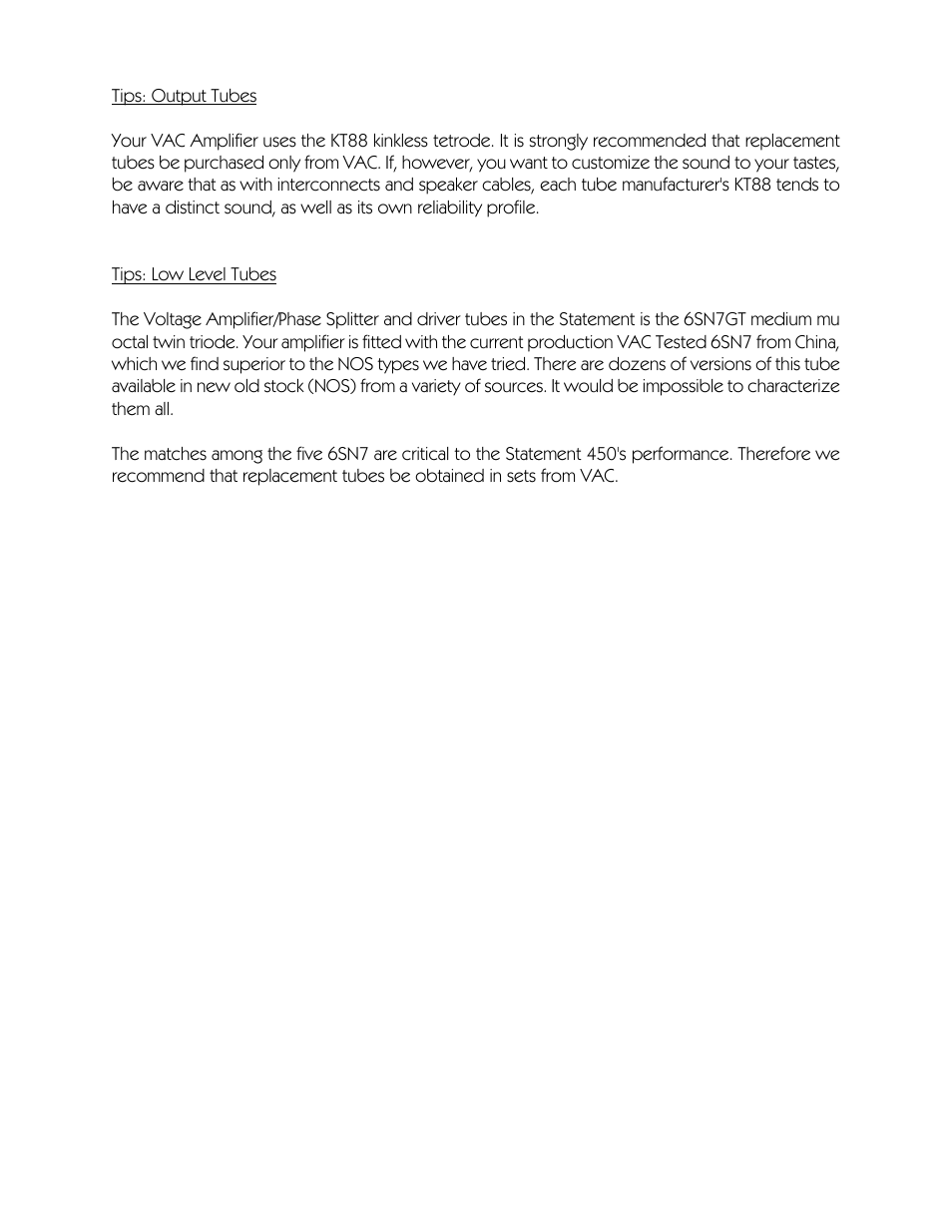 VAC Statement 450 Monoblock User Manual | Page 16 / 20