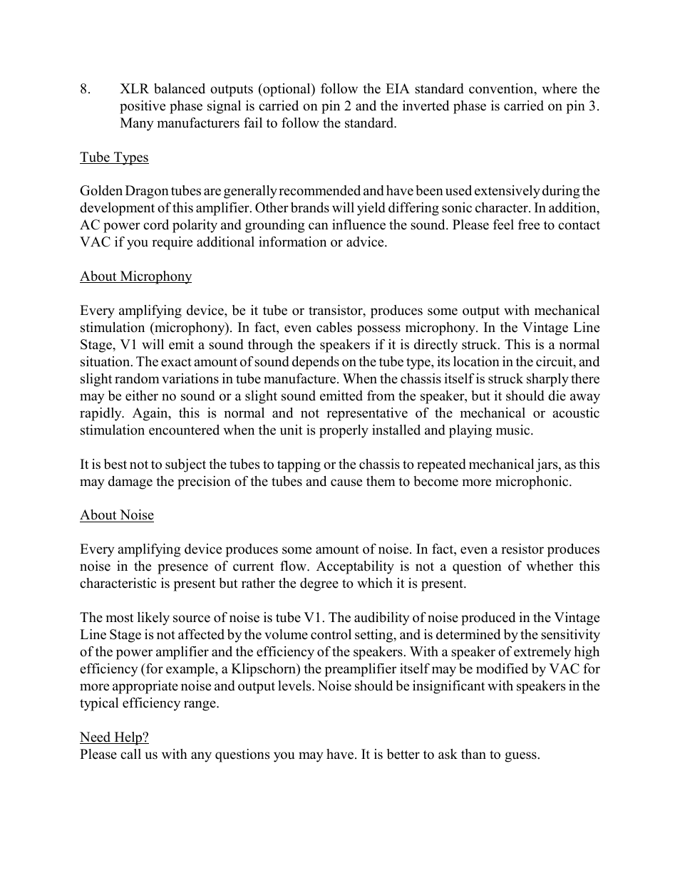 VAC Vintage Line Stage User Manual | Page 2 / 4