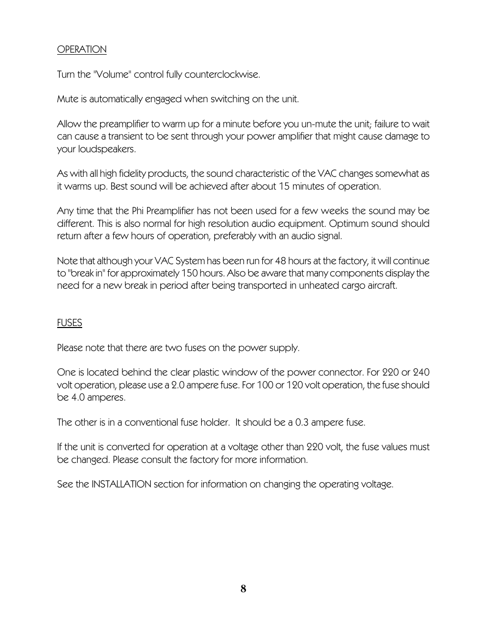 VAC Phi 2.0 Master Control Preamplifier User Manual | Page 9 / 15
