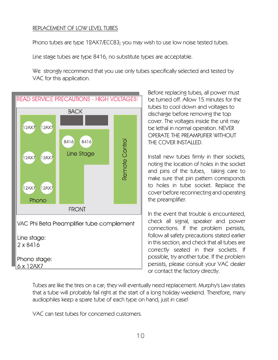 VAC Phi Beta Preamplifier User Manual | Page 11 / 14