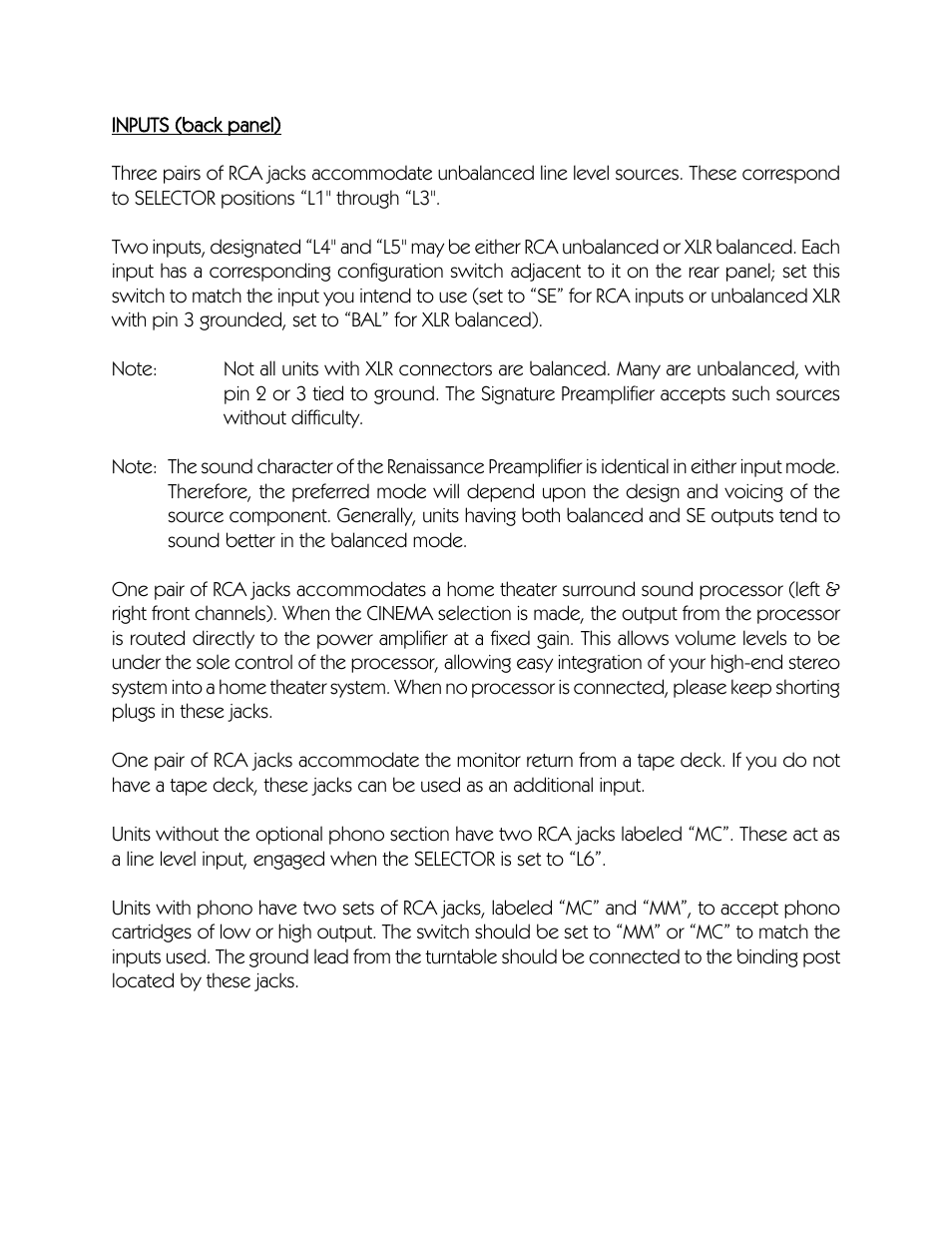 VAC Renaissance Mk I Preamplifier User Manual | Page 5 / 10