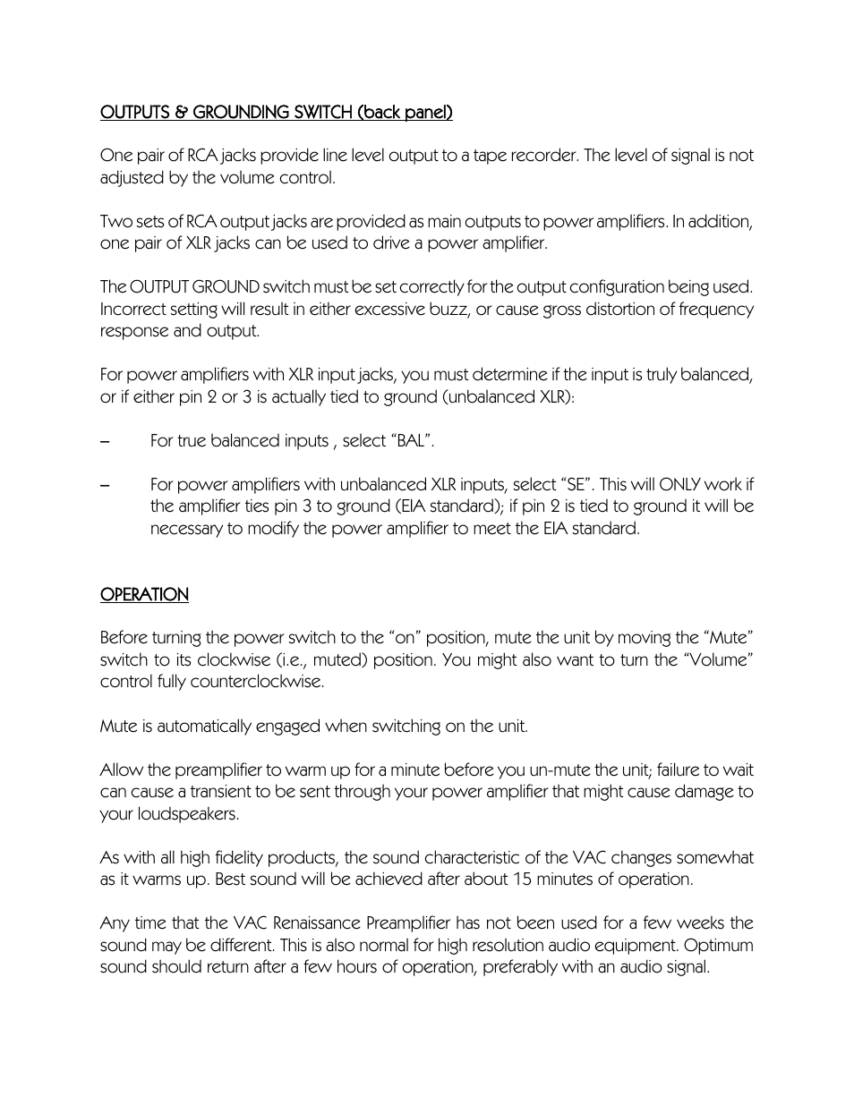 VAC Renaissance Mk I Preamplifier User Manual | Page 6 / 10
