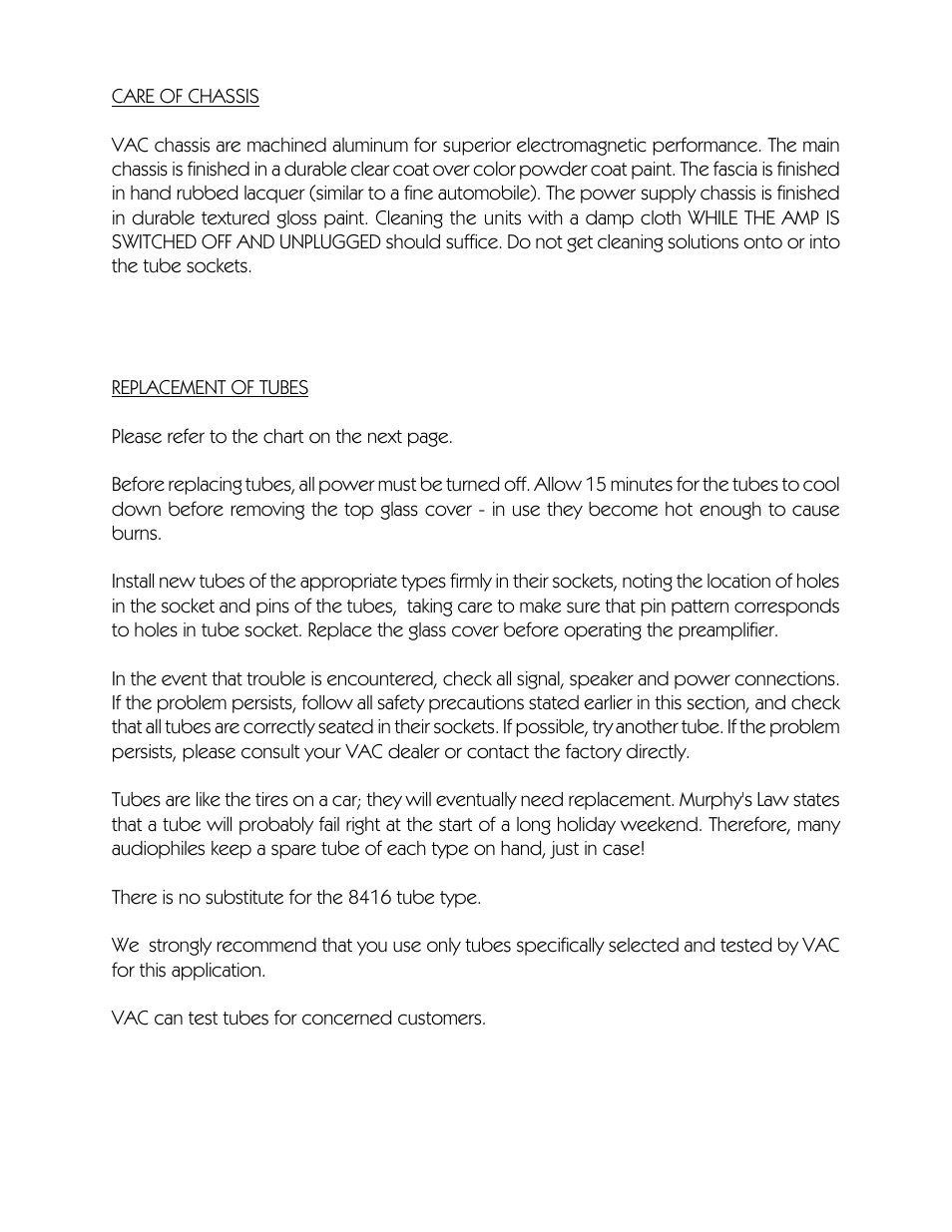 VAC Renaissance Mk II Preamplifier User Manual | Page 11 / 14
