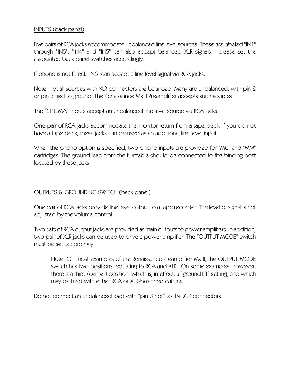 VAC Renaissance Mk II Preamplifier User Manual | Page 6 / 14
