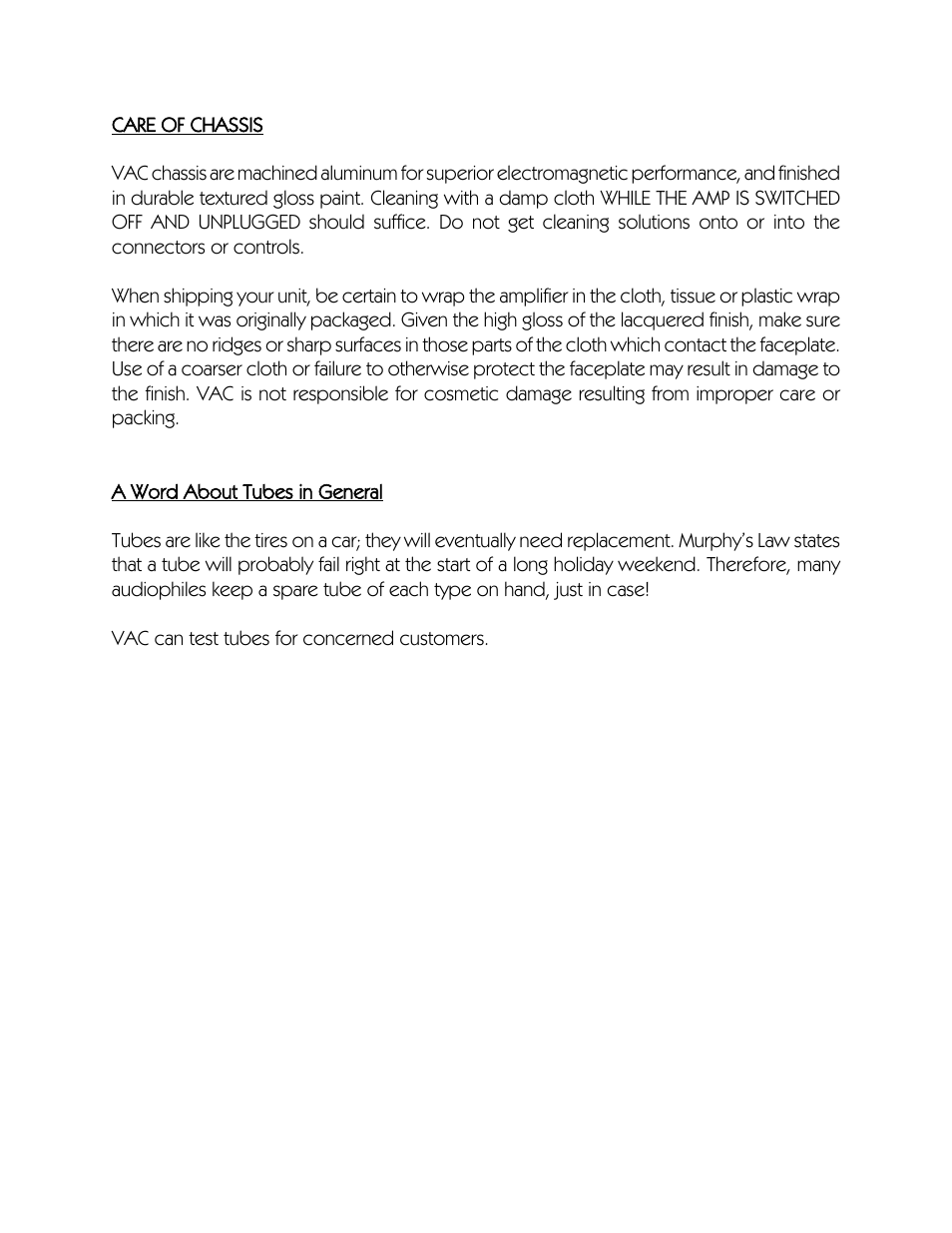 VAC Signature Preamplifier Mk I User Manual | Page 10 / 11