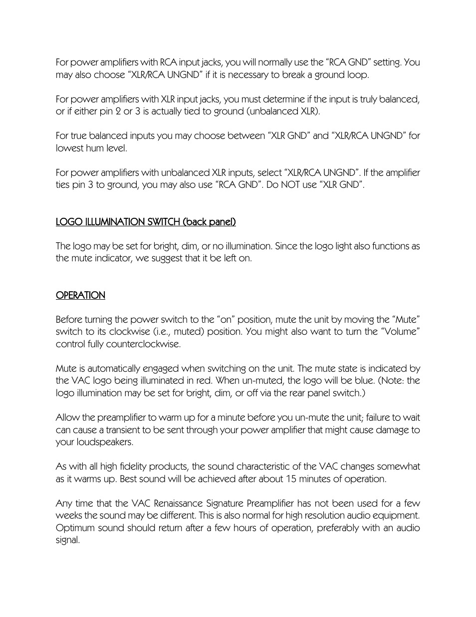 VAC Signature Preamplifier Mk I User Manual | Page 6 / 11