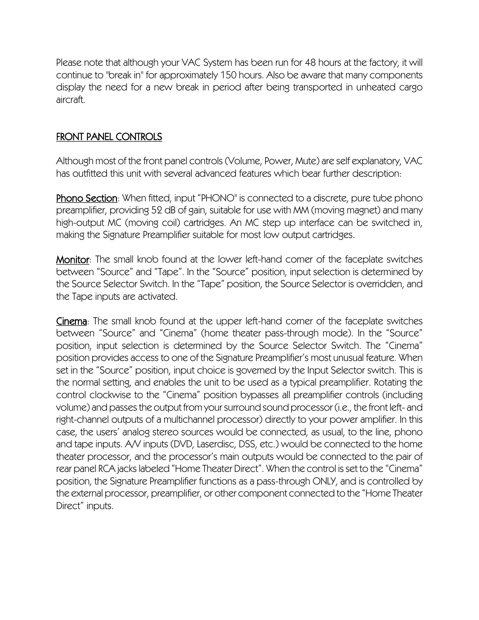 VAC Signature Preamplifier Mk I User Manual | Page 7 / 11