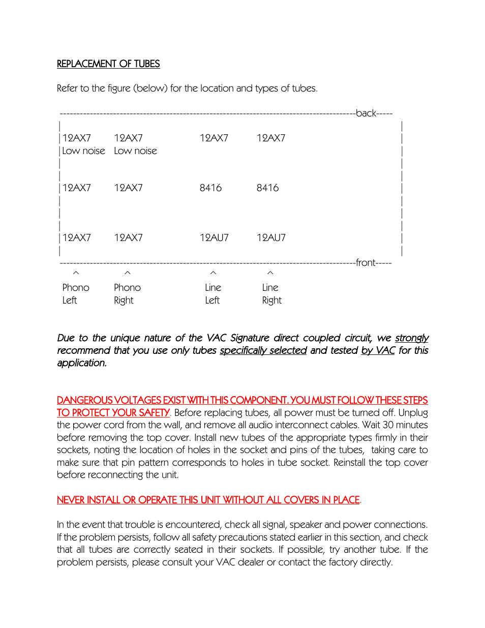 VAC Signature Preamplifier Mk I User Manual | Page 9 / 11