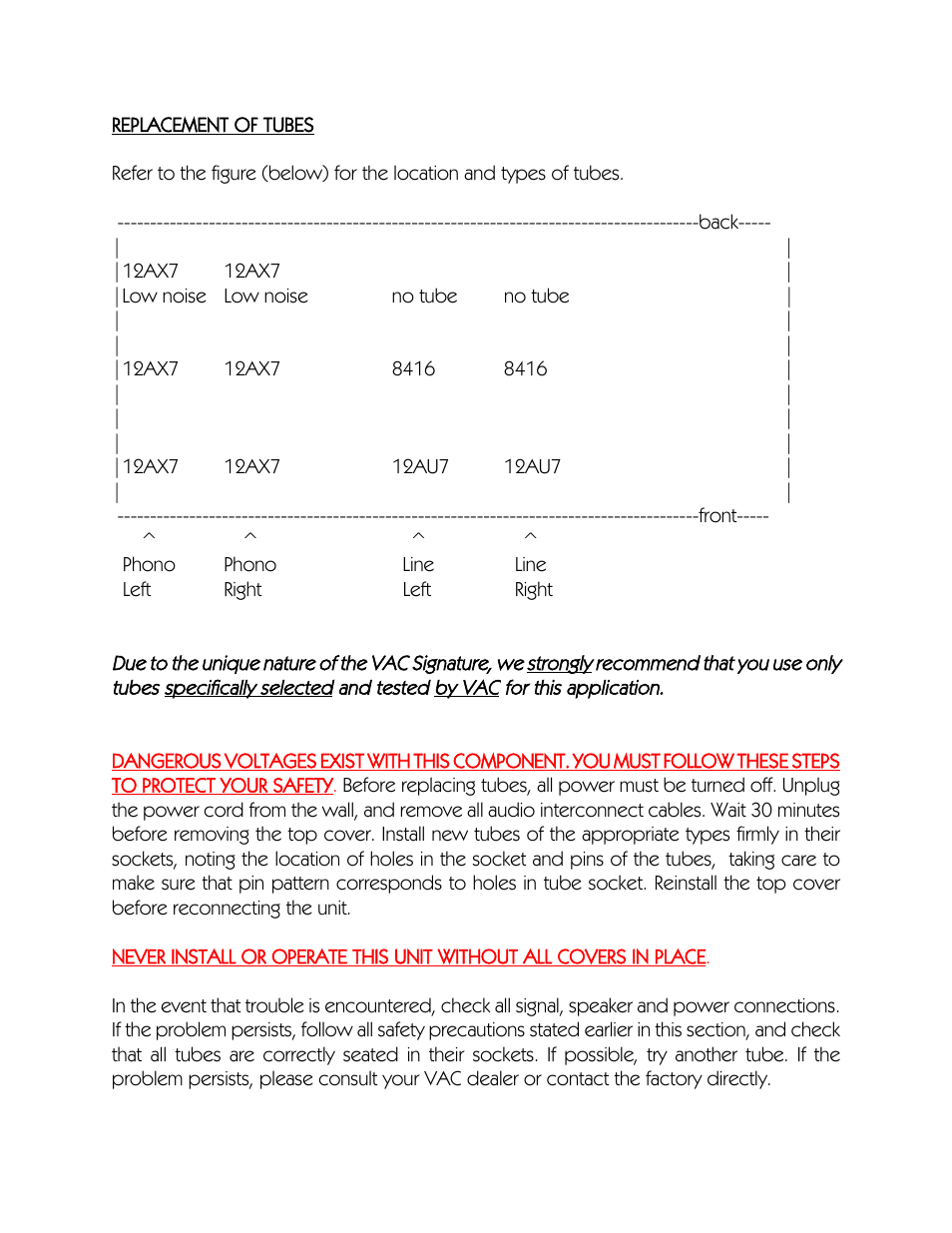 VAC Signature Preamplifier Mk II User Manual | Page 10 / 12