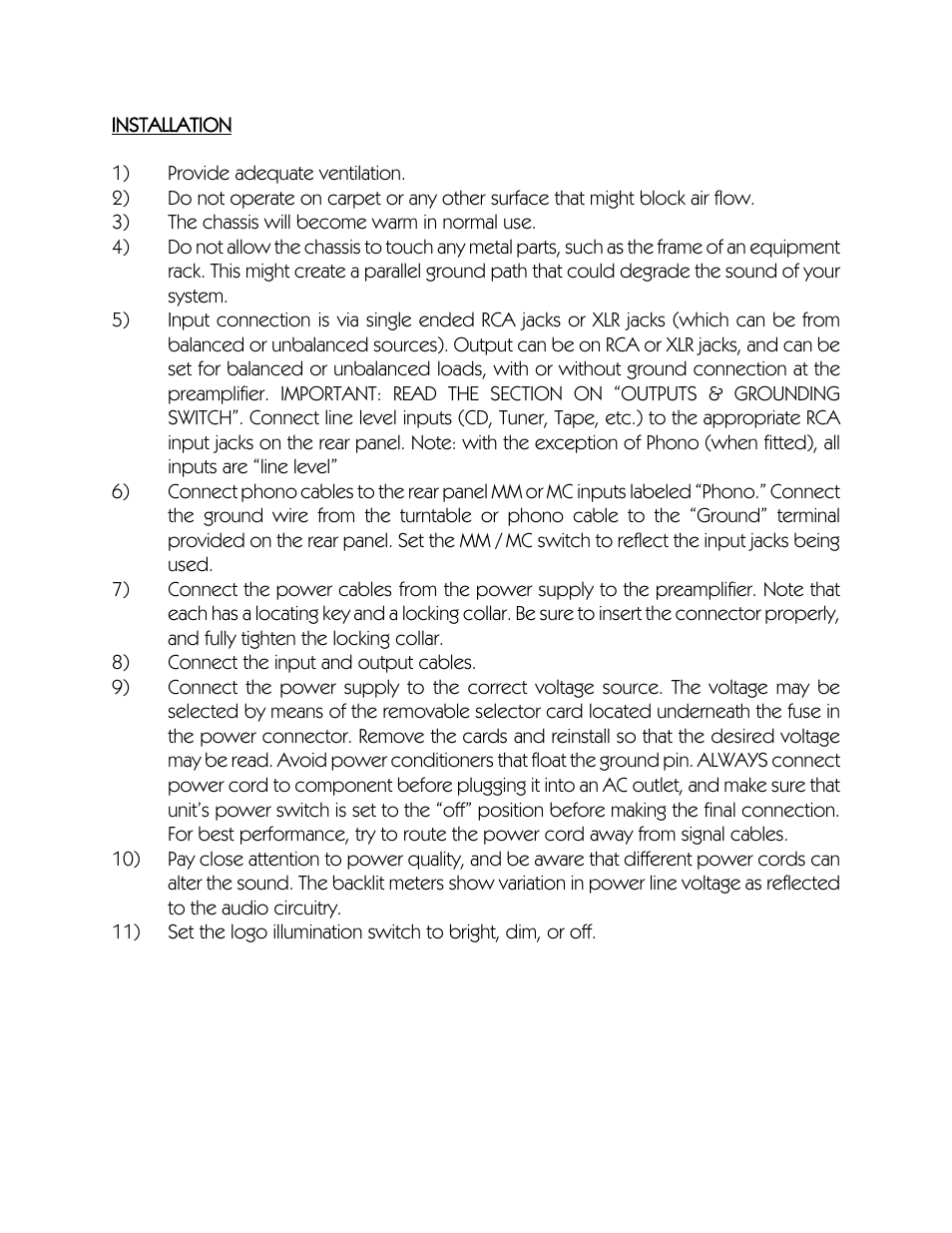 VAC Signature Preamplifier Mk II User Manual | Page 4 / 12