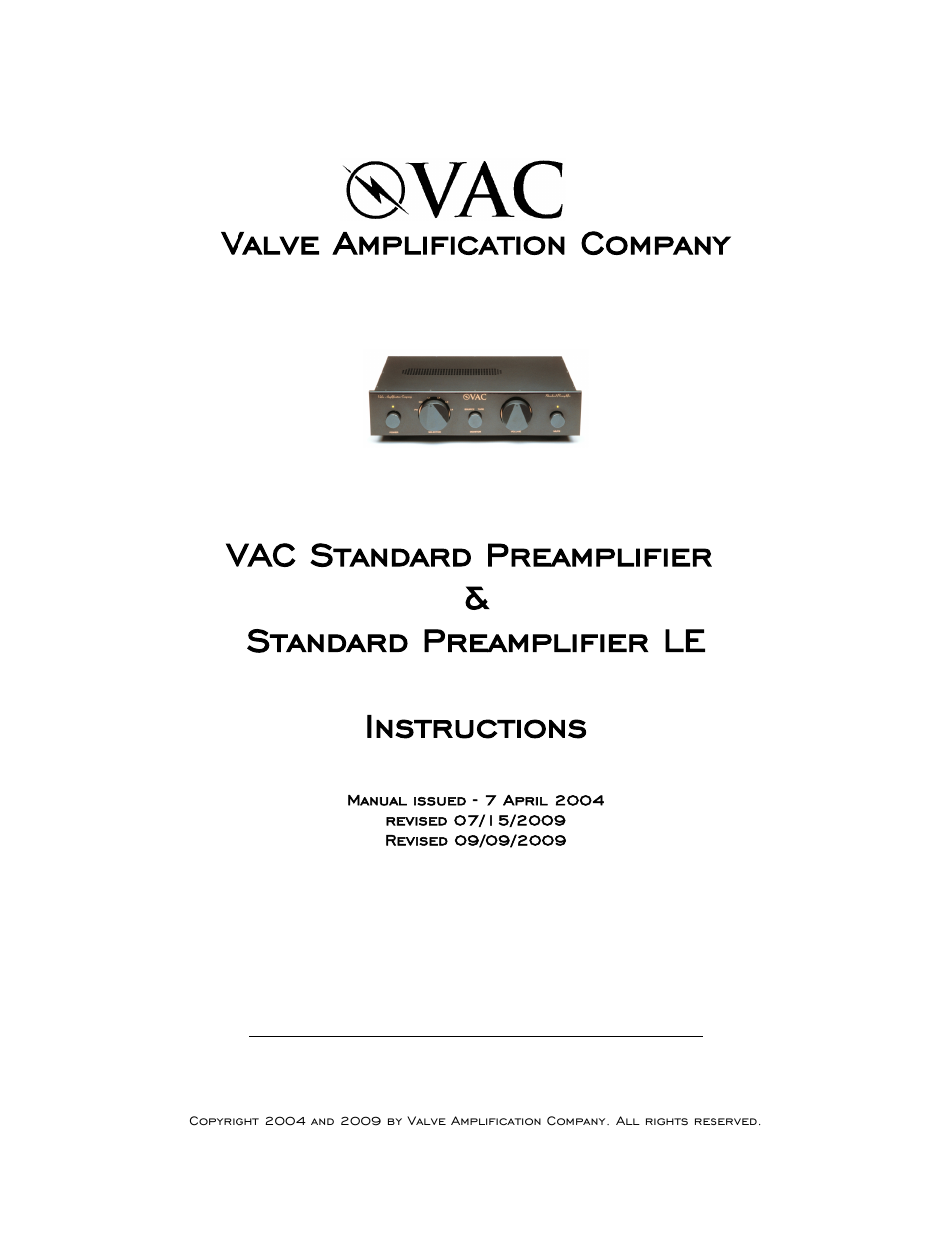 VAC Standard LE User Manual | 10 pages