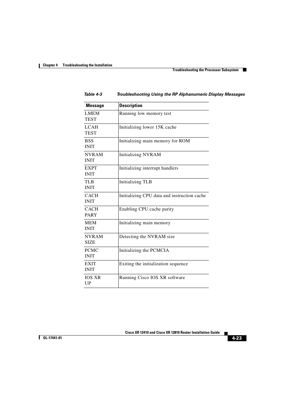 Table 4-3 | Cisco XR 12410 User Manual | Page 153 / 238