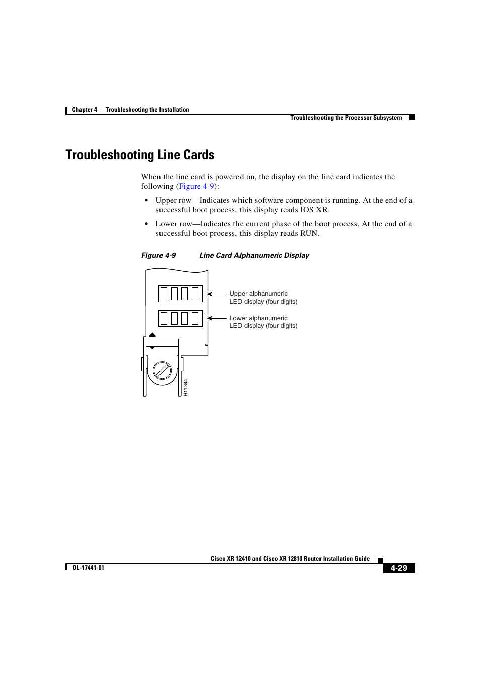 Troubleshooting line cards | Cisco XR 12410 User Manual | Page 159 / 238