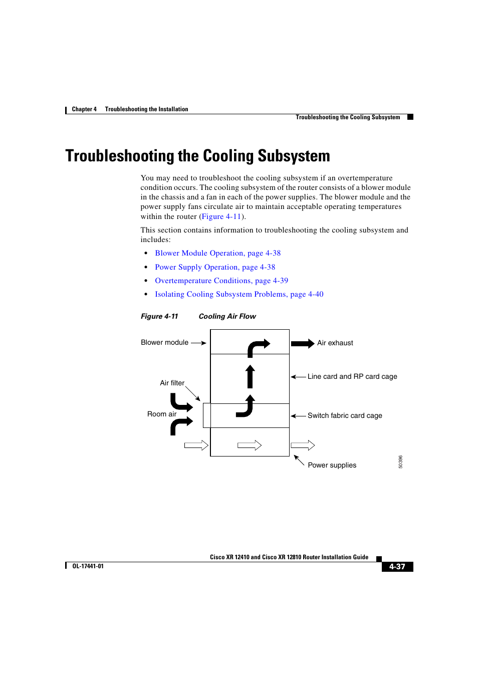 Troubleshooting the cooling subsystem | Cisco XR 12410 User Manual | Page 167 / 238