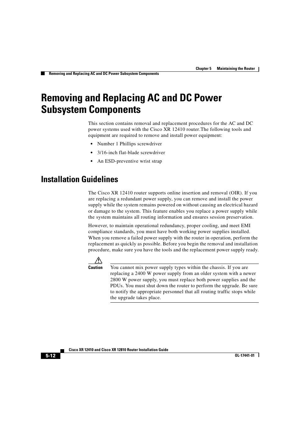 Installation guidelines | Cisco XR 12410 User Manual | Page 184 / 238