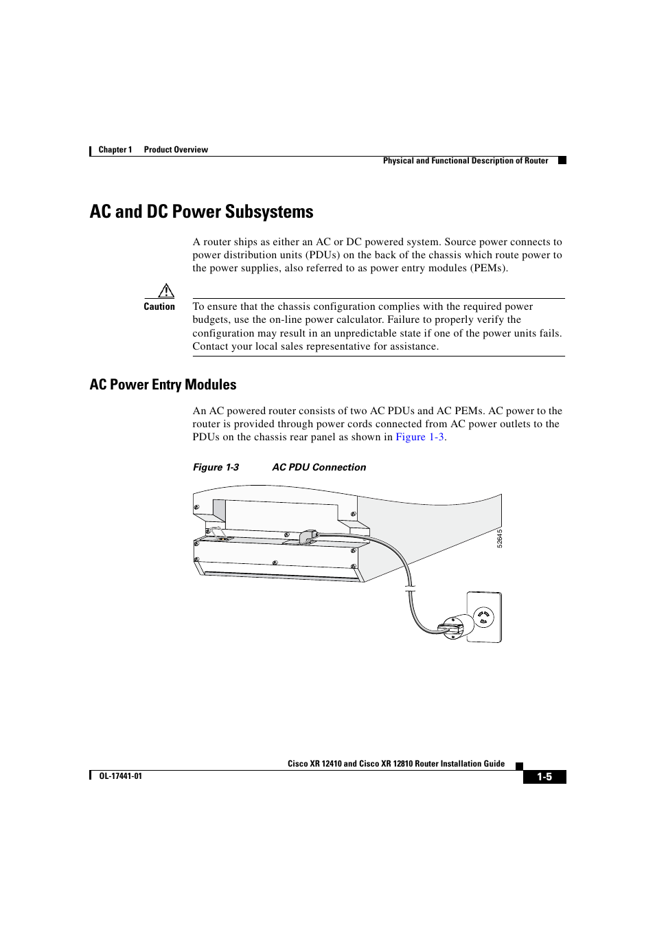 Ac and dc power subsystems, Ac power entry modules, Ac and dc power | Cisco XR 12410 User Manual | Page 19 / 238