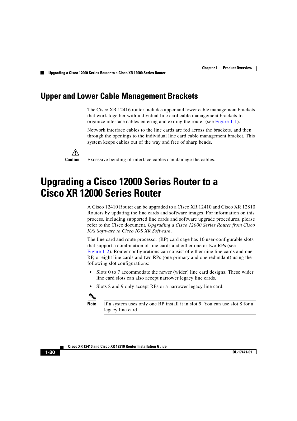 Upper and lower cable management brackets | Cisco XR 12410 User Manual | Page 44 / 238