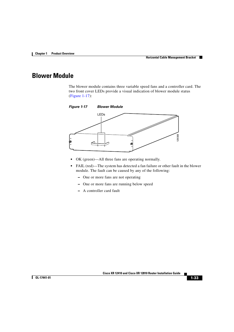 Blower module | Cisco XR 12410 User Manual | Page 47 / 238