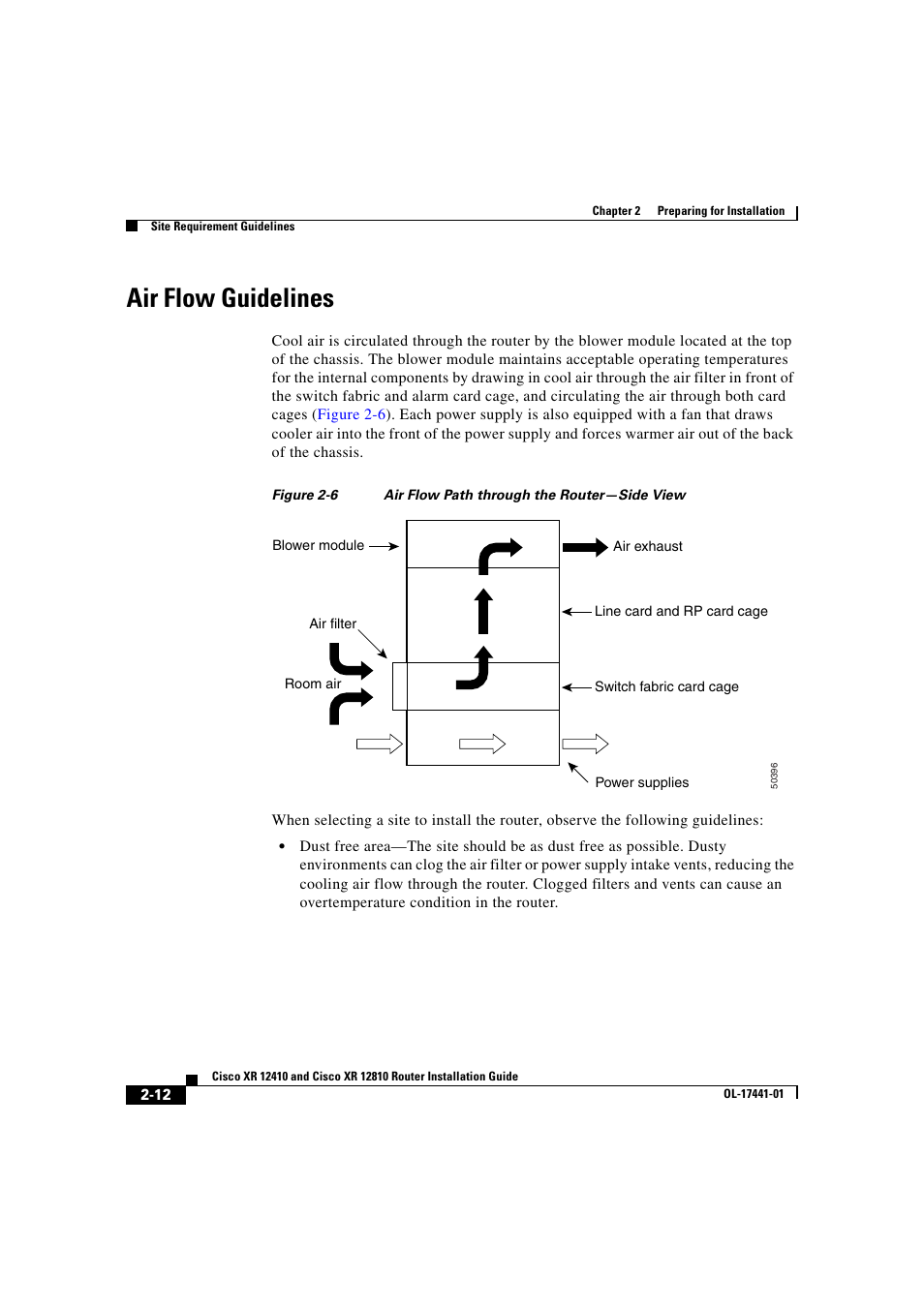 Air flow guidelines | Cisco XR 12410 User Manual | Page 62 / 238