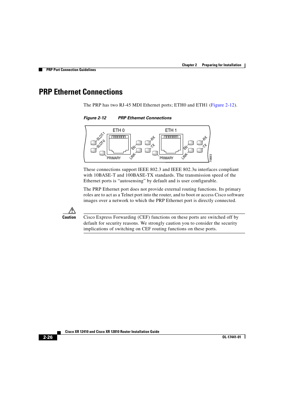 Prp ethernet connections | Cisco XR 12410 User Manual | Page 76 / 238