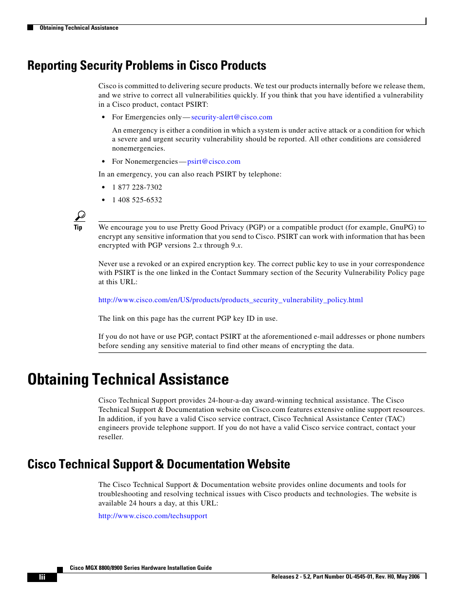Reporting security problems in cisco products, Obtaining technical assistance, Cisco technical support & documentation website | Cisco 8800 User Manual | Page 20 / 24