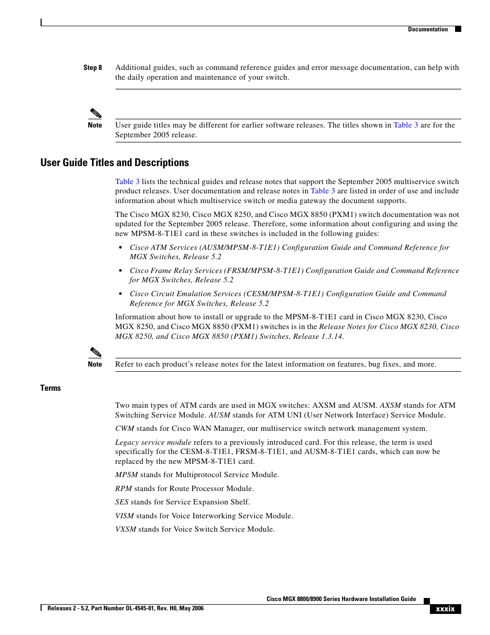 User guide titles and descriptions | Cisco 8800 User Manual | Page 7 / 24